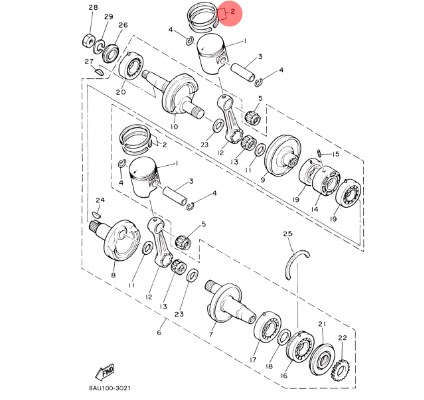 Кольца поршненвые std. (к-т 2шт.) 8R6-11601-00-00