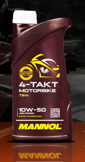 Моторное масло MANNOL 4T Motorbike для мотоцикла 10W-50  Синтетическое, 1 л. 7814-1